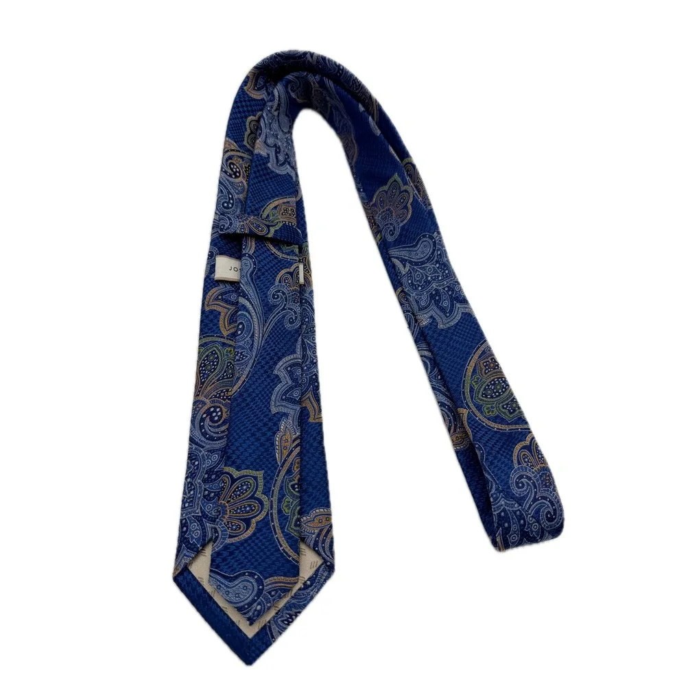 Joseph‎ Abboud Mens Silk Necktie Blue Gold Paisley Floral Pattern Formal Tie